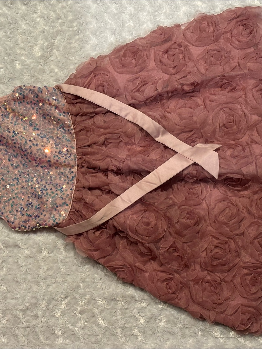 Kensie Girl Dusty Rose Sequin & Rosette Party Dress